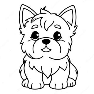 Cute Yorkie Puppy Coloring Page 21364-17343