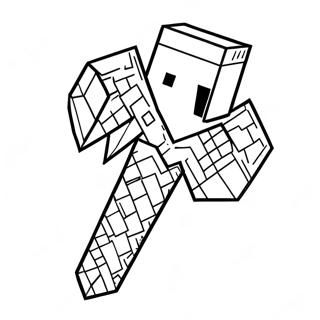 Minecraft Diamond Pickaxe Coloring Page 21374-17346