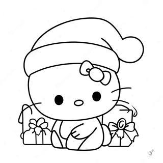 Festive Hello Kitty With Santa Hat Coloring Page 21404-17369