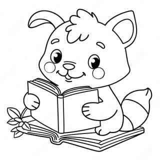 Cute Animals Reading Coloring Page 2142-1822