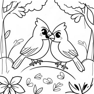 Colorful Cardinals In A Garden Coloring Page 21464-17415