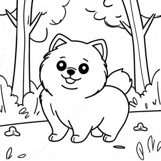 Fluffy Pomeranian Playing In The Park Coloring Page 21544-17474