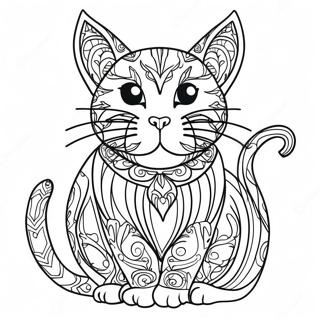 Spooky Black Cat Coloring Page 21574-17496