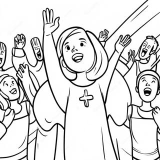 Joyful Praise And Worship Scene Coloring Page 21604-17524