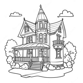 Charming Victorian House With Garden Coloring Page 21654-17559