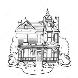 Charming Victorian House With Garden Coloring Page 21654-17560