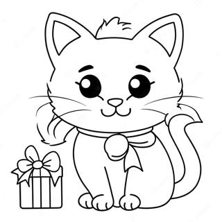 Cute Christmas Cat Coloring Pages