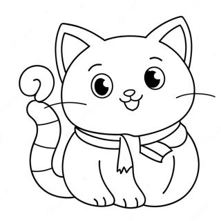 Cute Christmas Cat Coloring Page 21673-17571