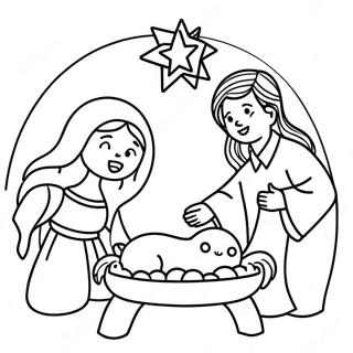 Joyful Nativity Scene Coloring Page 21684-17585