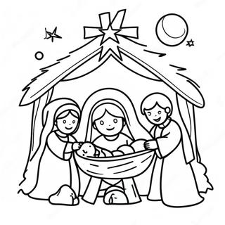 Joyful Nativity Scene Coloring Page 21684-17586