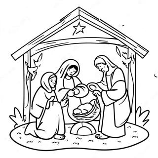 Joyful Nativity Scene Coloring Page 21684-17588