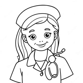 Friendly Nurse With A Stethoscope Coloring Page 21694-17591