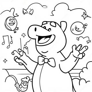 Barney Singing With Friends Coloring Page 2172-1857