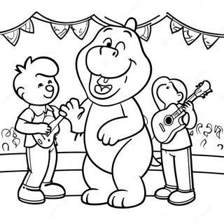 Barney Singing With Friends Coloring Page 2172-1860