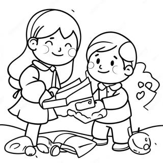 Kind Kids Helping Friends Coloring Page 21884-17748