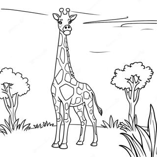 Majestic Giraffe In The Savannah Coloring Page 21914-17769