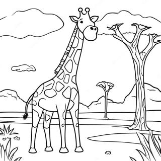 Majestic Giraffe In The Savannah Coloring Page 21914-17770