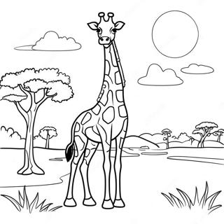 Majestic Giraffe In The Savannah Coloring Page 21914-17771