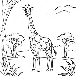 Majestic Giraffe In The Savannah Coloring Page 21914-17772