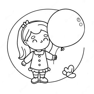 Adorable Girl With Balloon Coloring Page 21944-17793