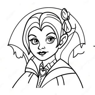 Spooky Girl Vampire With Bat Coloring Page 22004-17841