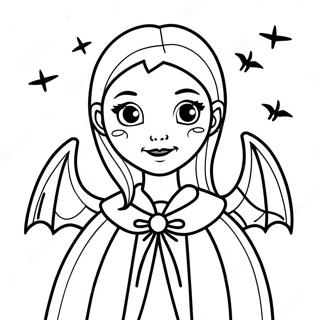 Spooky Girl Vampire With Bat Coloring Page 22004-17844