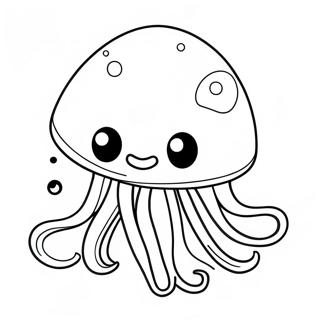 Cute Cartoon Jellyfish Coloring Page 2202-1875