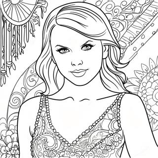 Taylor Swift In Sparkly Dress Coloring Page 22054-17881