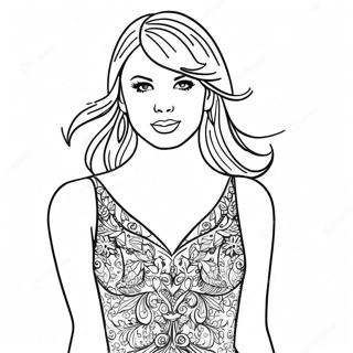 Taylor Swift In Sparkly Dress Coloring Page 22054-17883