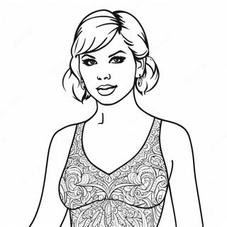 Taylor Swift In Sparkly Dress Coloring Page 22054-17884