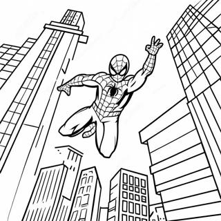 Spider Man Swinging Through The City Coloring Page 22074-17898