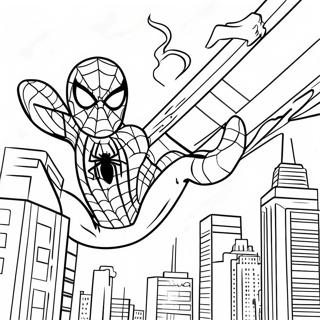 Spider Man Swinging Through The City Coloring Page 22074-17899