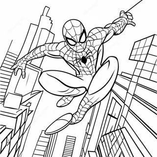 Spider Man Swinging Through The City Coloring Page 22074-17900