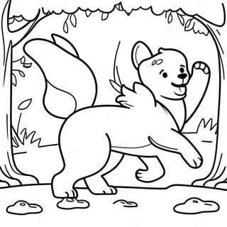 Playful Fox And Hound Friends Coloring Page 22214-18012