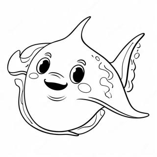 Cute Stingray Swimming Coloring Page 22264-18048