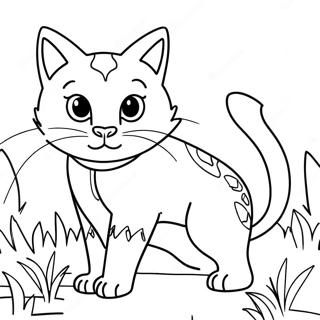 Fierce Warrior Cat Hunting Coloring Page 22284-18065