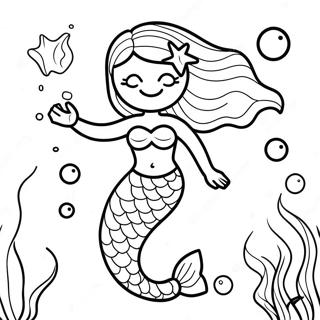 Black Mermaid Underwater Scene Coloring Page 22333-18103