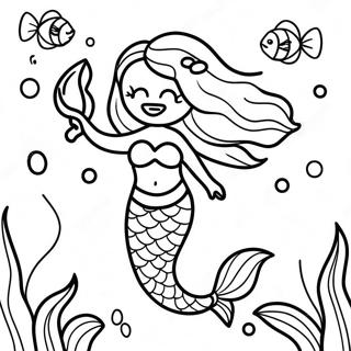 Black Mermaid Underwater Scene Coloring Page 22333-18104