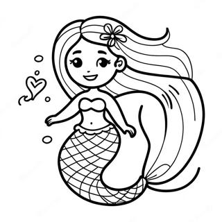 Elegant Black Mermaid With Flowing Hair Coloring Page 22334-18105