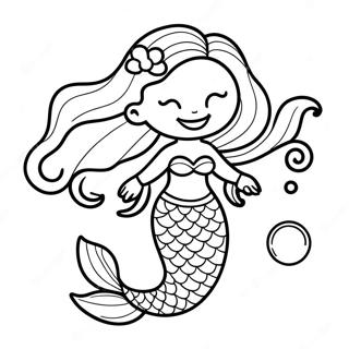 Elegant Black Mermaid With Flowing Hair Coloring Page 22334-18106