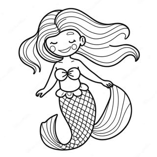 Elegant Black Mermaid With Flowing Hair Coloring Page 22334-18107