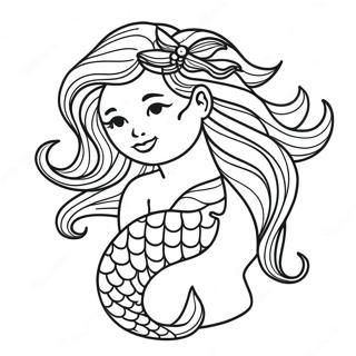 Elegant Black Mermaid With Flowing Hair Coloring Page 22334-18108