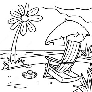 Beach Summer Scene Coloring Page 22443-18191