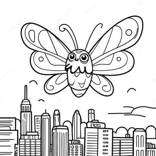 Mothra Flying Over City Coloring Page 22464-18206