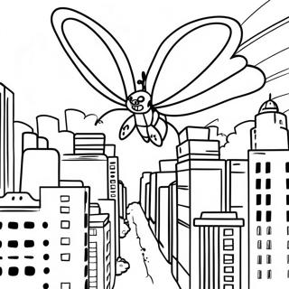 Mothra Flying Over City Coloring Page 22464-18207