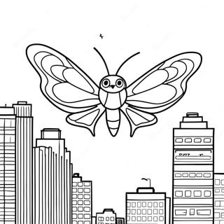 Mothra Flying Over City Coloring Page 22464-18208