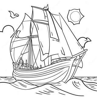 Christopher Columbus Sailing The Ocean Coloring Page 22473-18215