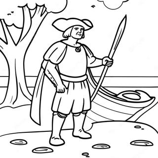 Christopher Columbus Discovering New Lands Coloring Page 22474-18221