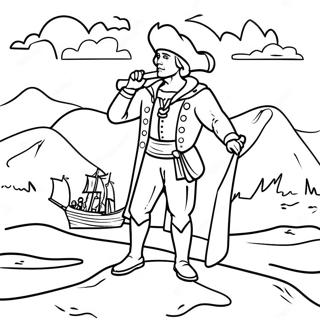 Christopher Columbus Discovering New Lands Coloring Page 22474-18222