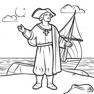 Christopher Columbus Discovering New Lands Coloring Page 22474-18224